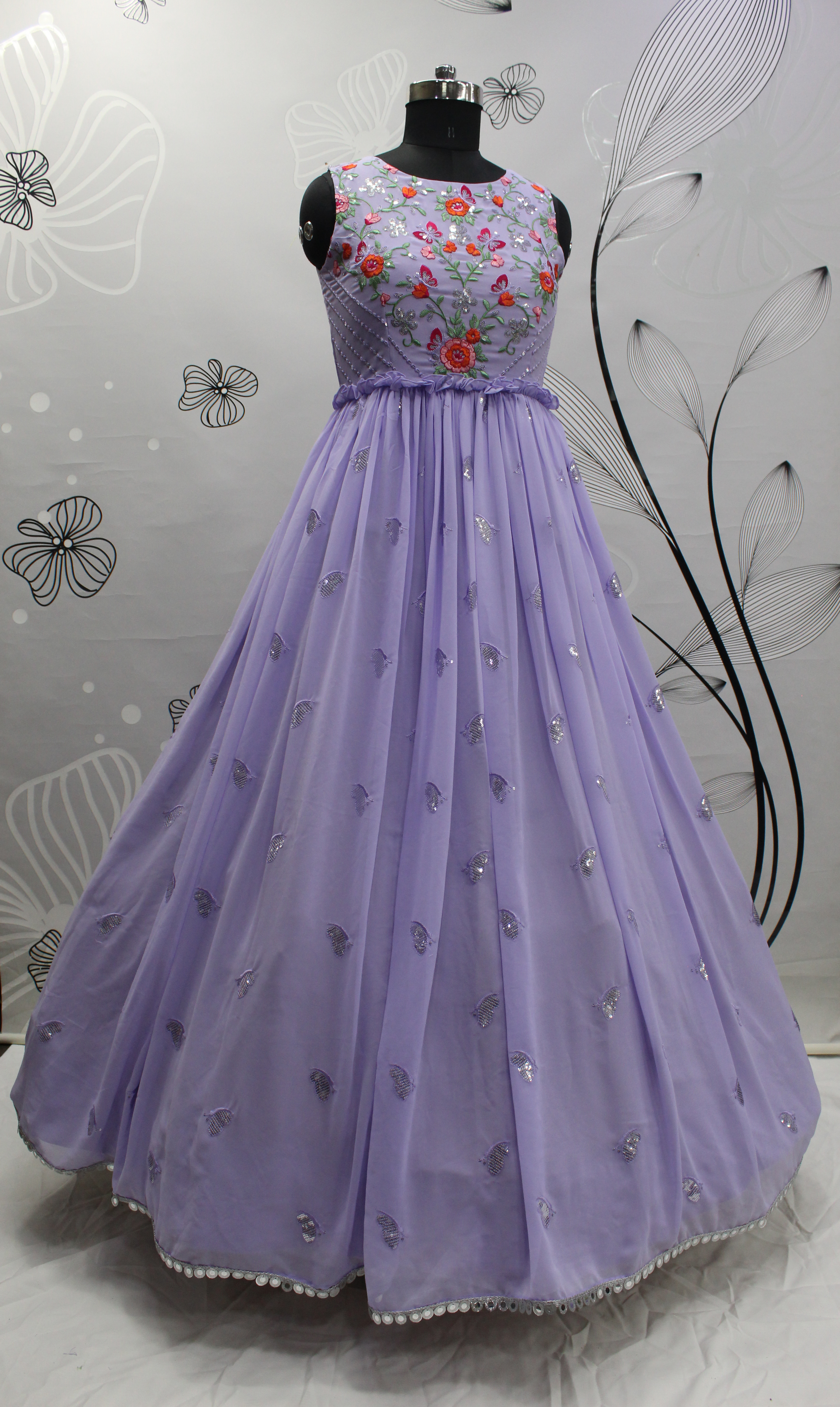 Lavender Georgette Wedding Gown